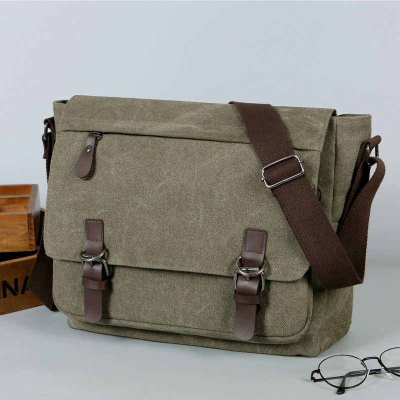 Canvas & Leather Messenger Bag