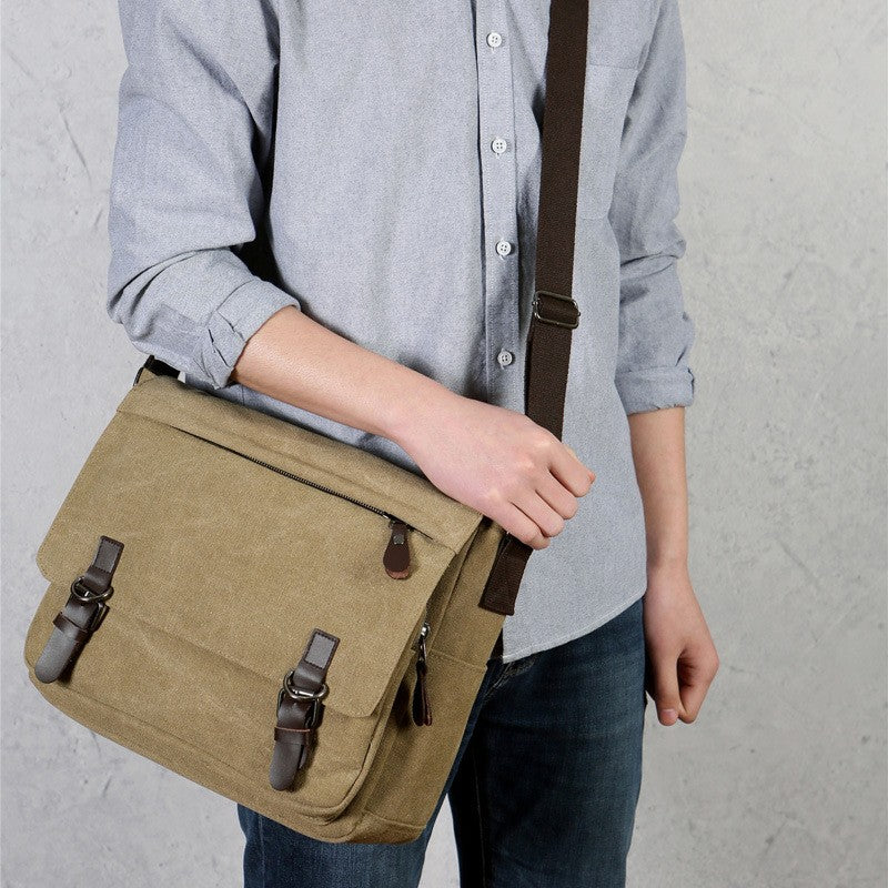 Canvas & Leather Messenger Bag